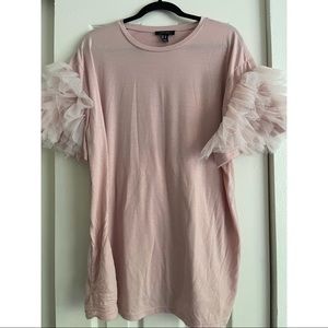 Curve Pink Organza Sleeve Tee Sz16